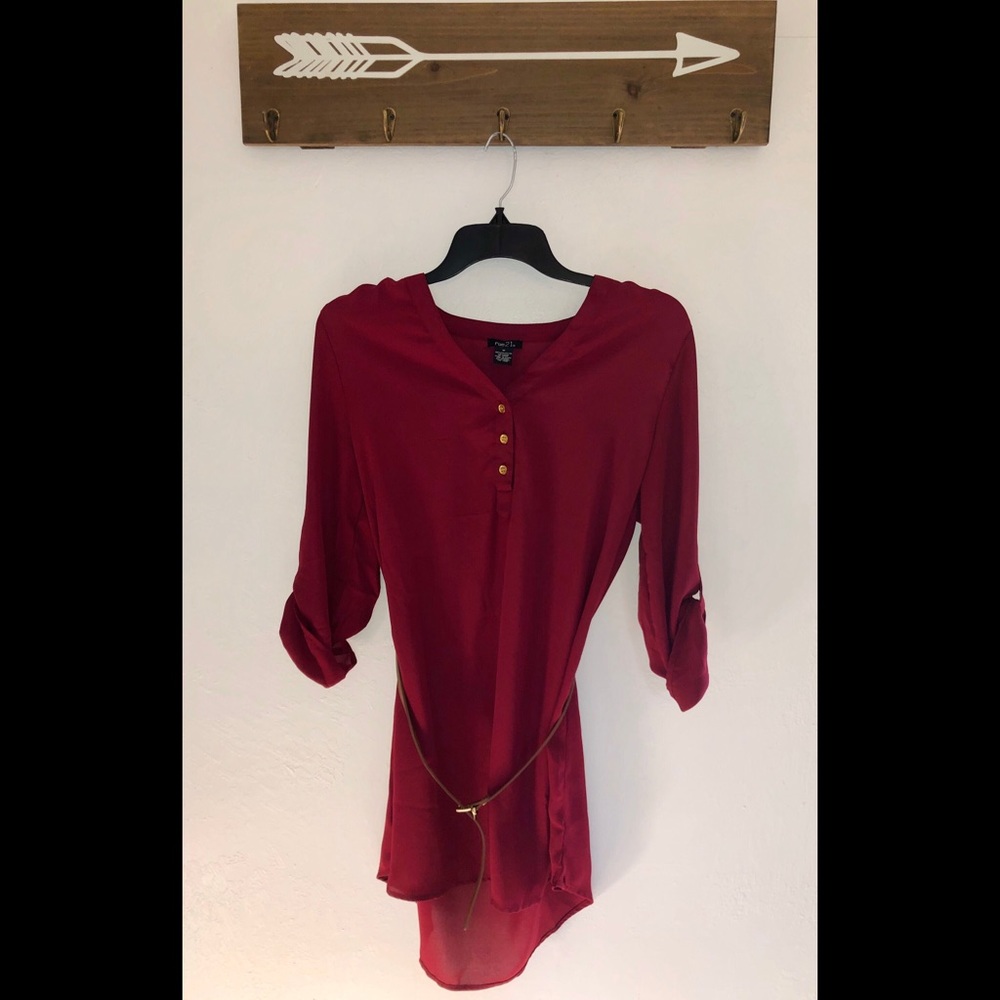 NWOT Rue21 sheer red dress with belt - never worn